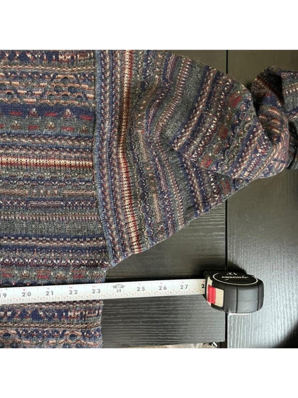 80s colorful striped quirky boho indie grandpa wool polo sweater - Picture 6 of 8